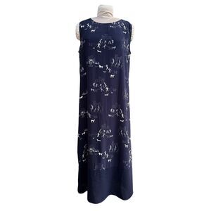 Vintage Maxi Dress by C.M. Shapes Navy Blue Dog Walkers Design Sz. L